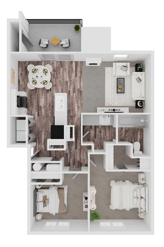 2/1 910sf E302 floor plan
